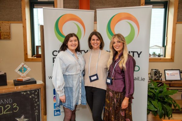 Louise O Toole (Partner Success Manager), Emily Beere (CSO) and Blathnaid Devilly (Partner Success Manager) at the ISCA conference 2023 in the Rediscovery Centre in Ballymun
